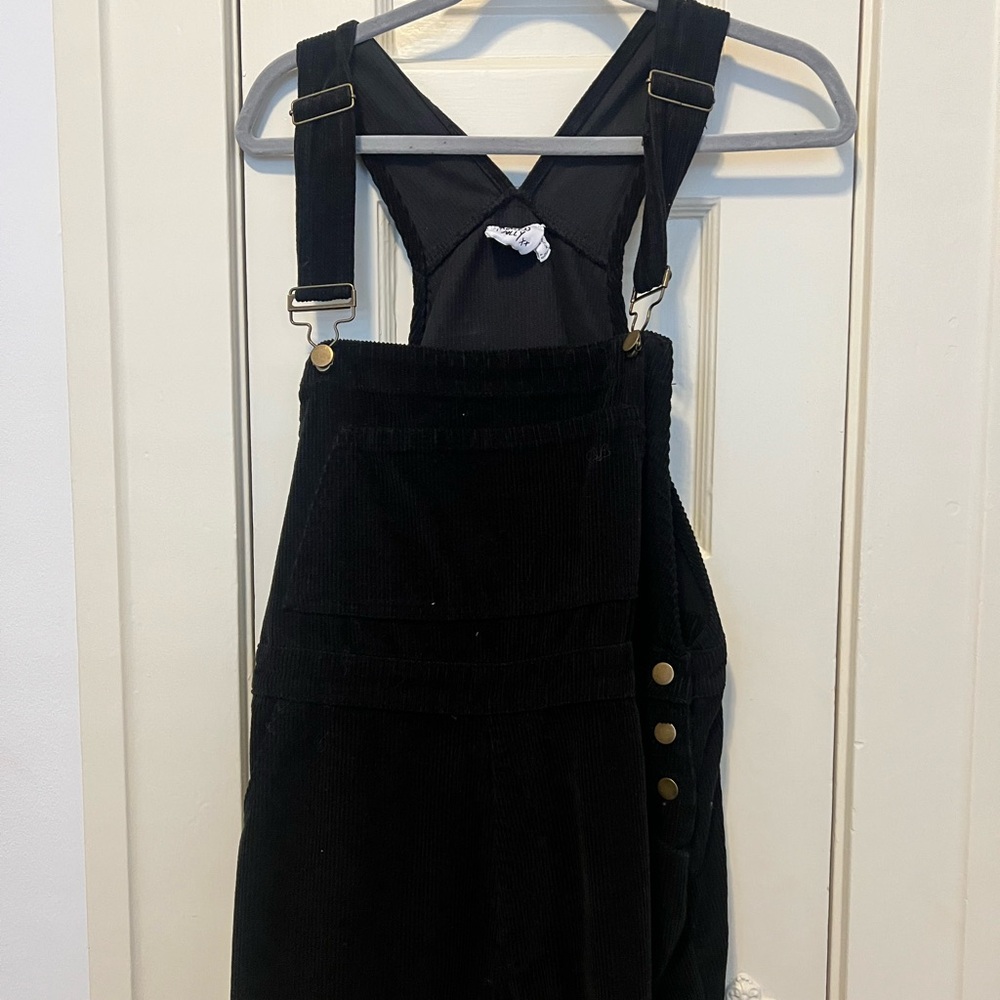 Princess Polly Black Corduroy Overall Shorts